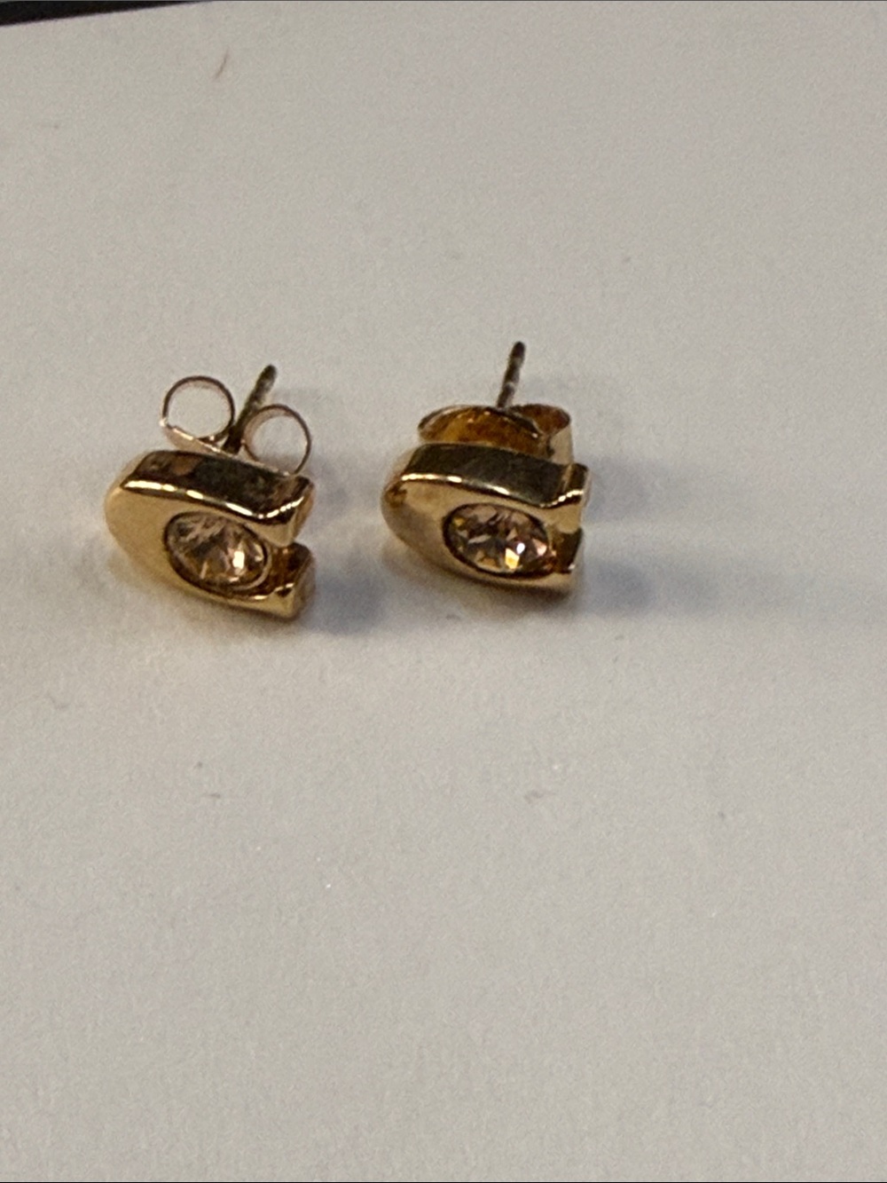 Coach Gold-Tone Crystal C-Logo Stud Earrings